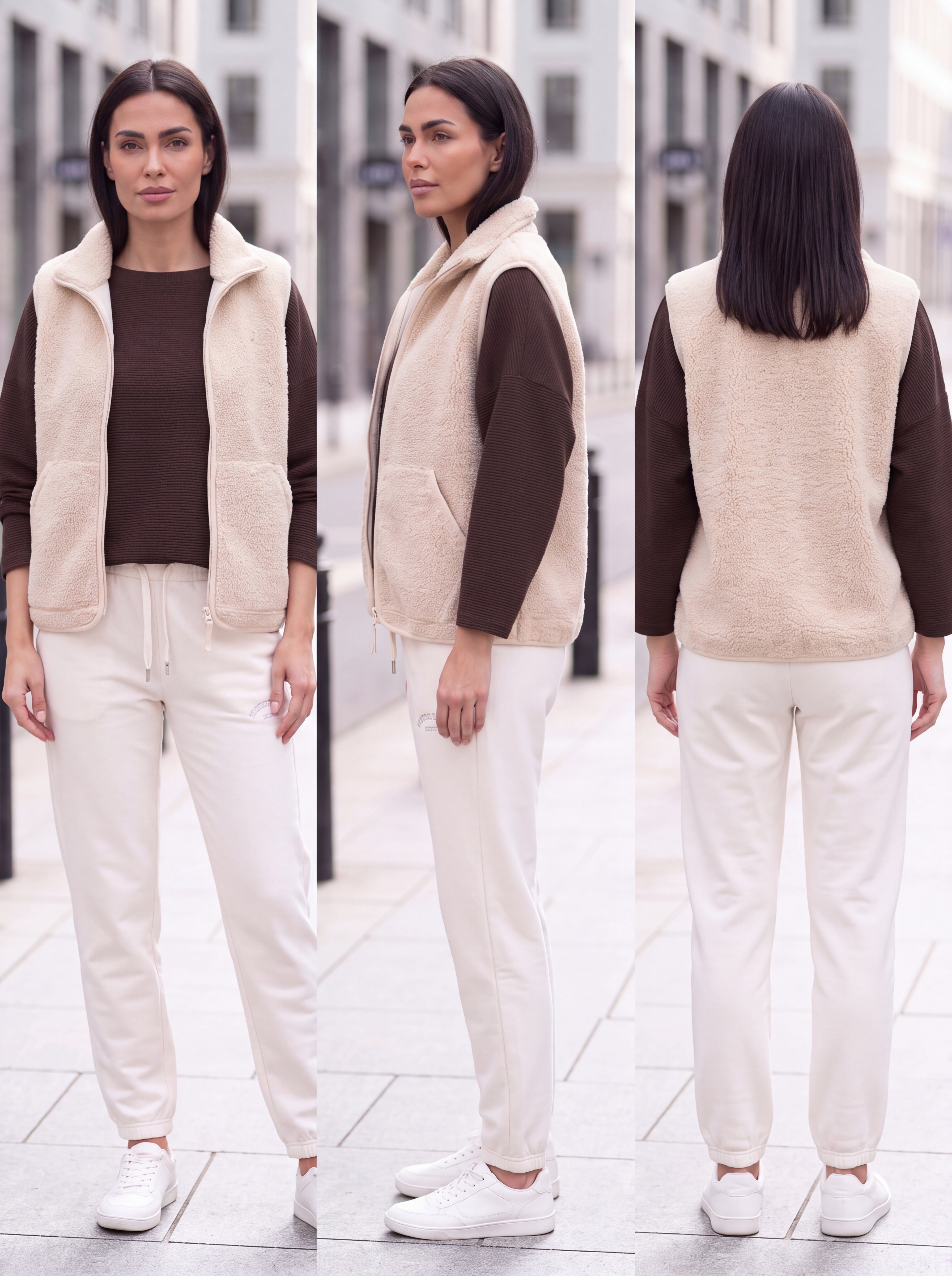 Dámska plyšová vesta BROADWAY NYC FASHION ECRU s.WEAR 3